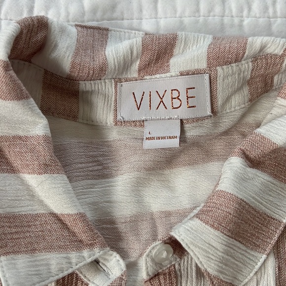 Vixbe size large striped button up blouse with tie front - Picture 5 of 7